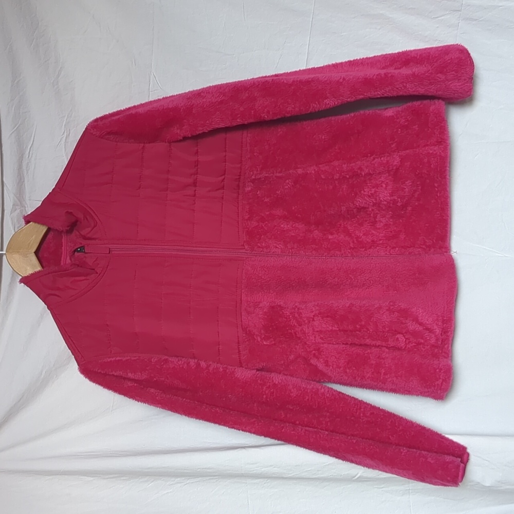 Faded Glory fleece jacket pink fuzzy Barbie pink large